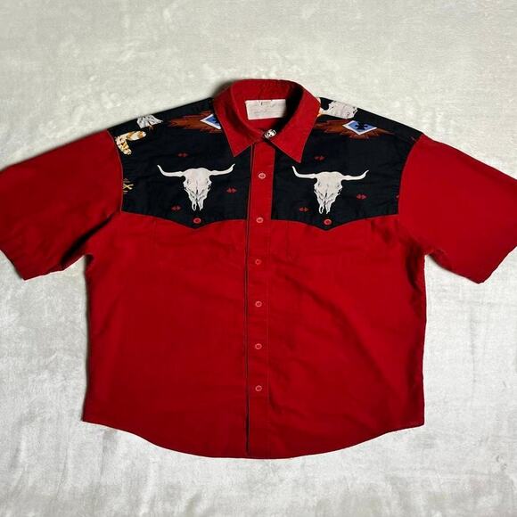 Vintage Yoked Western Cowboy Shirt Men's L Art-to-Wear Southwest Rockabilly - Picture 3 of 11